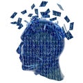 Artificial intelligence concept with a head made of binary code Royalty Free Stock Photo