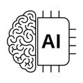 Artificial Intelligence Concept. Human Brain and AI Microchip Fusion for Machine Learning, Neural Networks, and Future Royalty Free Stock Photo