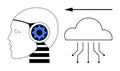 Artificial Intelligence Concept with Human Head, Cloud Computing, and Data Connectivity Royalty Free Stock Photo