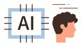 Artificial Intelligence Concept with Human Profile and AI Processor Royalty Free Stock Photo