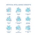 Artificial intelligence concept icons set