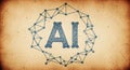 Artificial Intelligence concept with letter AI on textured background in blue Royalty Free Stock Photo