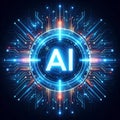 Artificial Intelligence concept with logo AI Abstract futuristic electronic circuit technology backgroundt