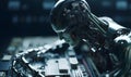 Artificial intelligence concept of man robot making something technology innovation Generative ai