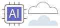 Artificial Intelligence Concept a Microchip and Cloud Computing Symbols Royalty Free Stock Photo