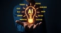 Artificial intelligence concept represented by illuminated bulb showcasing innovation and learning for a brighter future Royalty Free Stock Photo