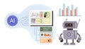 Artificial Intelligence Concept with Robot, Data Visualization, and Dashboard Analytics Royalty Free Stock Photo
