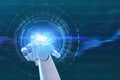 Artificial intelligence concept, robot hand hud Royalty Free Stock Photo