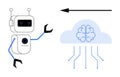 Artificial Intelligence Concept with Robot Interacting with Cloud-Based Neural Network Royalty Free Stock Photo
