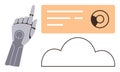 Artificial Intelligence Concept with Robotic Hand, Data Interface, and Cloud Computing Icon Royalty Free Stock Photo