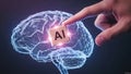 Artificial intelligence concept showing ai cube and brain outline Royalty Free Stock Photo