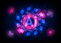 Artificial intelligence concept. Tech circle with Ai technology on blue background. Innovation and communication Royalty Free Stock Photo