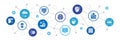 Artificial Intelligence concept web icons banner. Robotics, Chatbot, Database, Big Data flat illustration