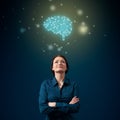 Artificial intelligence concept with young woman scientist Royalty Free Stock Photo