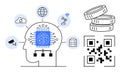 Artificial Intelligence Connections with Digital Systems, Automation, Blockchain, and QR Code Technology Concept Royalty Free Stock Photo