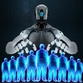 Artificial intelligence controls people. The concept of technology, the development of mankind, people depend on technology