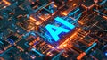 Artificial Intelligence Core: Illuminated AI Text on Circuit Board Royalty Free Stock Photo
