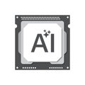 Artificial intelligence cpu icon in flat style. Microchip for AI generation vector illustration on isolated background. Prompt Royalty Free Stock Photo