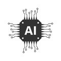 Artificial intelligence cpu icon in flat style. Microchip for AI generation vector illustration on isolated background. Prompt Royalty Free Stock Photo