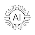 Artificial intelligence cpu icon in flat style. Microchip for AI generation vector illustration on isolated background. Prompt Royalty Free Stock Photo