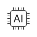 Artificial intelligence cpu icon in flat style. Microchip for AI generation vector illustration on isolated background. Prompt Royalty Free Stock Photo