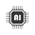 Artificial intelligence cpu icon in flat style. Microchip for AI generation vector illustration on isolated background. Prompt Royalty Free Stock Photo