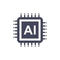 Artificial intelligence cpu icon in flat style. Microchip for AI generation vector illustration on isolated background. Prompt Royalty Free Stock Photo