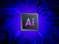 Artificial Intelligence CPU processors concept, Ai computing with circuit board, machine learning