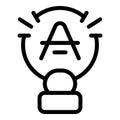 Artificial intelligence crystal ball generating letter a with lightnings