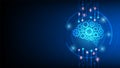Artificial intelligence cybernetic circuit brain inside, high technology to create artificial intelligence AI concept, vector