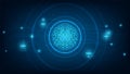 Artificial intelligence cybernetic circuit brain inside, high technology to create artificial intelligence AI concept