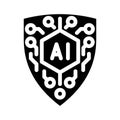 Artificial intelligence cybersecurity shield protecting digital network data Royalty Free Stock Photo