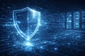 Artificial intelligence cybersecurity system protecting digital data infrastructure. AI Generated. Royalty Free Stock Photo