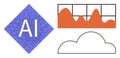 AI Technology Concept with Graph Analysis, Cloud Computing, and Data Visualization Elements Royalty Free Stock Photo