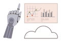 Robotic Hand Pointing at Data Analytics Chart and Cloud Computing Concept Royalty Free Stock Photo