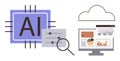 Artificial Intelligence and Data Analysis Concept with Cloud Computing and Digital Tools Royalty Free Stock Photo