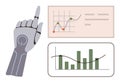 Artificial Intelligence and Data Analysis Concept with Robotic Hand and Graphs Royalty Free Stock Photo