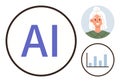 Artificial Intelligence Concept with Human Profile and Data Chart Elements Royalty Free Stock Photo