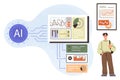 Artificial Intelligence Data Analysis and Visualization with Charts and Digital Interface Royalty Free Stock Photo