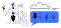 Artificial Intelligence in Data Analysis and Voice Recognition Technology with Cloud Integration Royalty Free Stock Photo