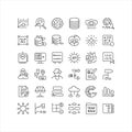 Artificial Intelligence, Data Analytics and API Outline Icon Set Royalty Free Stock Photo