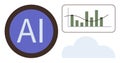 Artificial Intelligence and Data Analytics Icon with Cloud Computing and Graph Royalty Free Stock Photo
