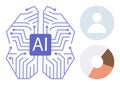 Artificial Intelligence Concept with Circuit Brain and Data Visualization Elements Royalty Free Stock Photo
