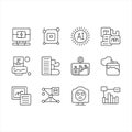 Artificial Intelligence and Data Analytics Outline Icon Set Royalty Free Stock Photo
