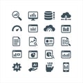 Artificial Intelligence and Data Analytics Solid Icons Set for Business Dashboard Royalty Free Stock Photo