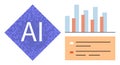 AI Symbol with Data Chart and Bar Graph Elements for Technology and Data Analytics Concepts Royalty Free Stock Photo