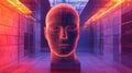 Artificial intelligence data head in futuristic digital environment Royalty Free Stock Photo