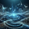Artificial intelligence data pathways. Blockchain field interactions. Network connection streams Royalty Free Stock Photo