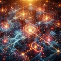 Artificial intelligence data pathways. Blockchain field interactions. Network connection streams Royalty Free Stock Photo