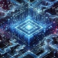 Artificial intelligence data pathways. Blockchain field interactions. Network connection streams Royalty Free Stock Photo